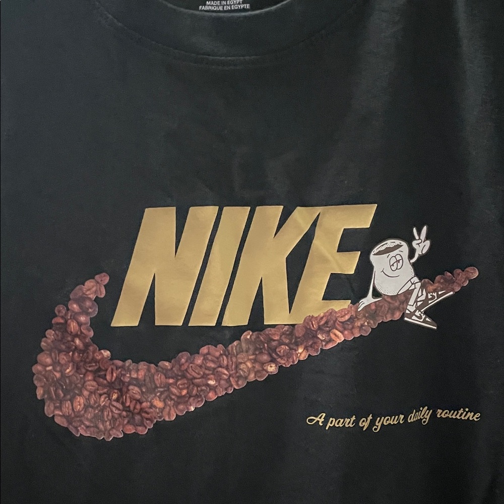 NTOW Nike Sportswear Coffee Bean Graphic T-Shirt - Black/Gold - Men's Large - Picture 9 of 11